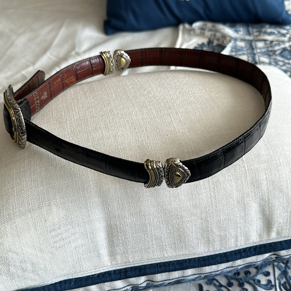 Reversible leather belt small size 29 brown and black Brighton - Picture 2 of 14